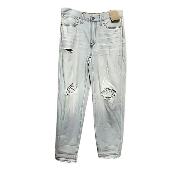 Madewell Slouchy Boyfriend Jeans High Rise Distressed Wrightlane Wash US 24 NWT - Picture 1 of 8